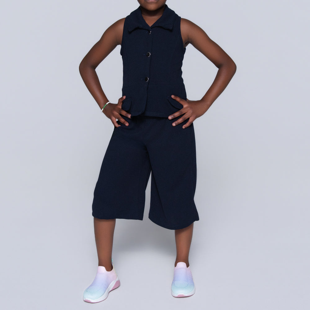 Navy Girls Scuba Top And Pants