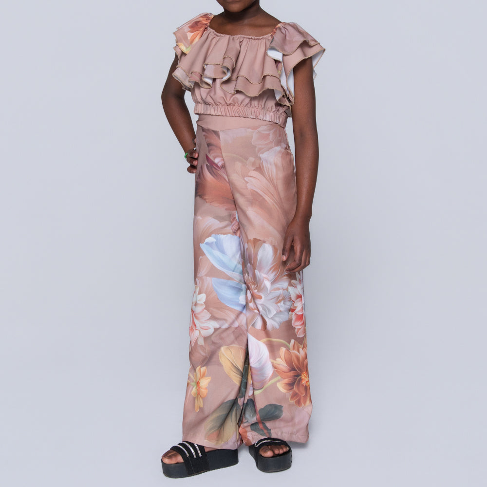 Girls Printed Stone Top And Pants Set