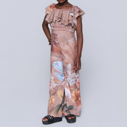 Girls Printed Stone Top And Pants Set