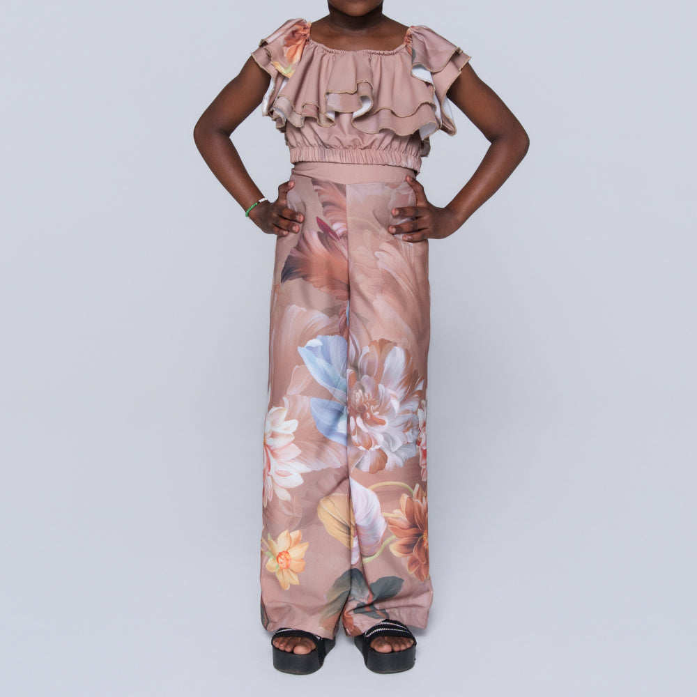 Girls Printed Stone Top And Pants Set