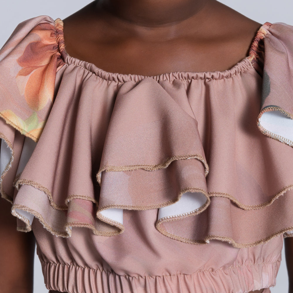 Girls Printed Stone Top And Pants Set