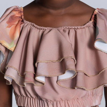 Girls Printed Stone Top And Pants Set