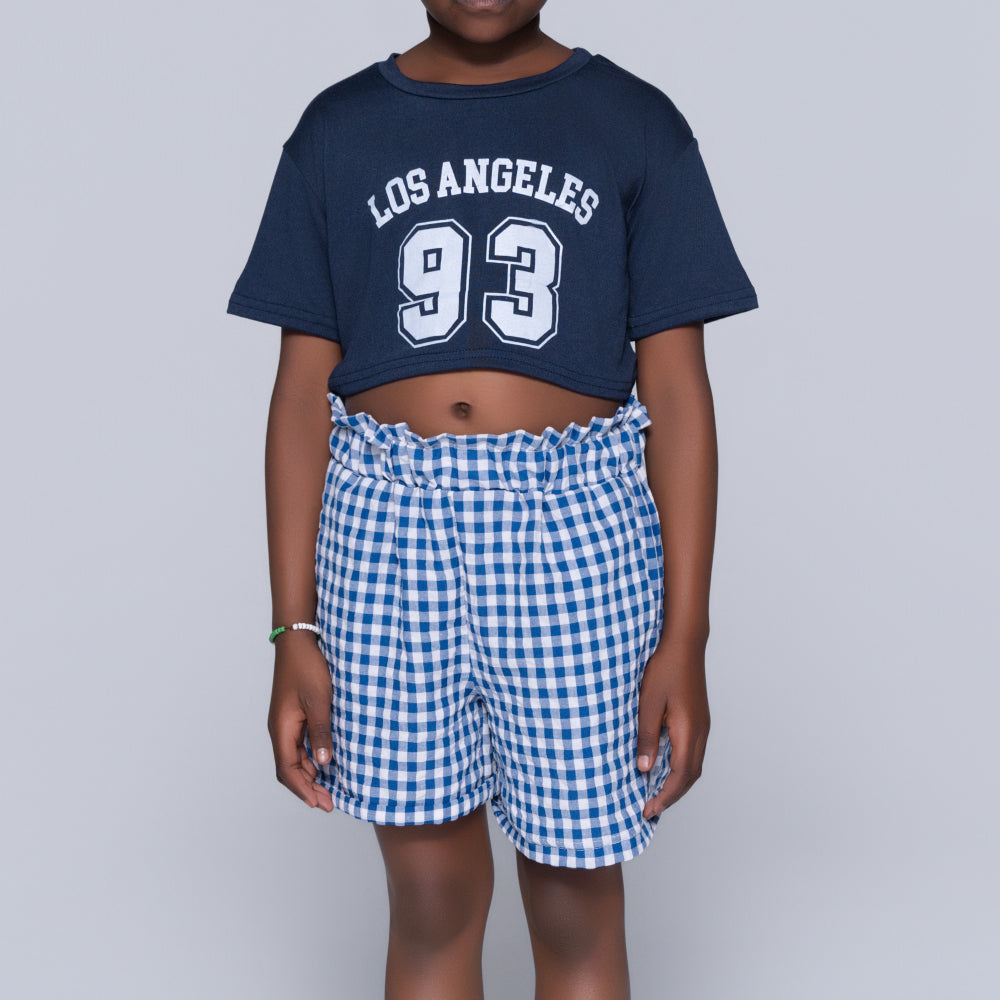 Blue Girls Top And Shorts Set