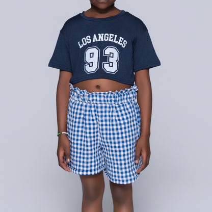 Blue Girls Top And Shorts Set