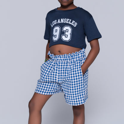 Blue Girls Top And Shorts Set
