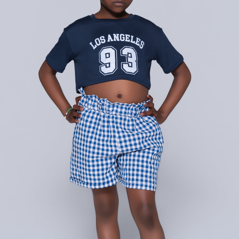 Blue Girls Top And Shorts Set