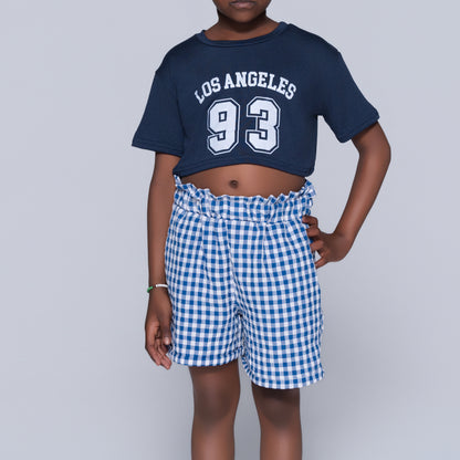 Blue Girls Top And Shorts Set