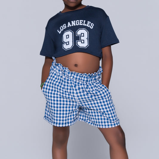 Blue Girls Top And Shorts Set