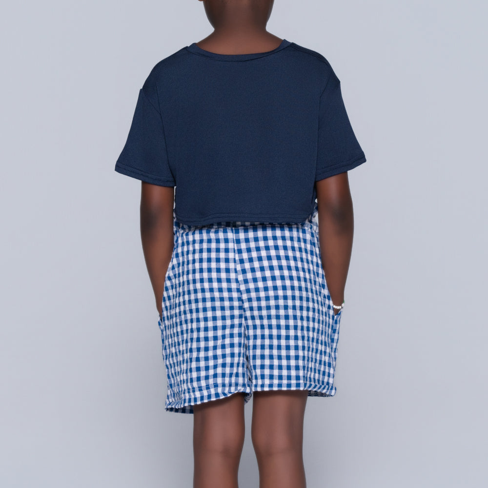 Blue Girls Top And Shorts Set