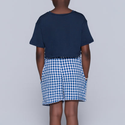 Blue Girls Top And Shorts Set