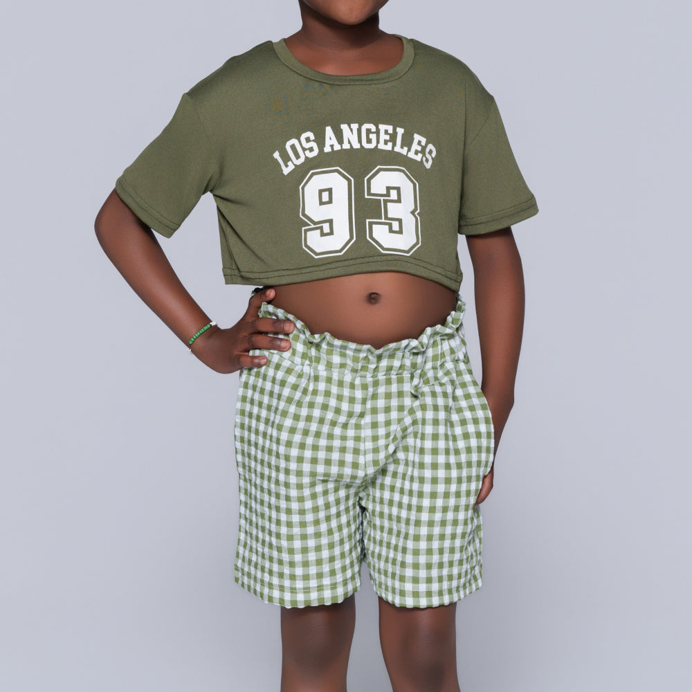 Chartreuse Girls Top And Shorts Set