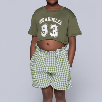 Chartreuse Girls Top And Shorts Set