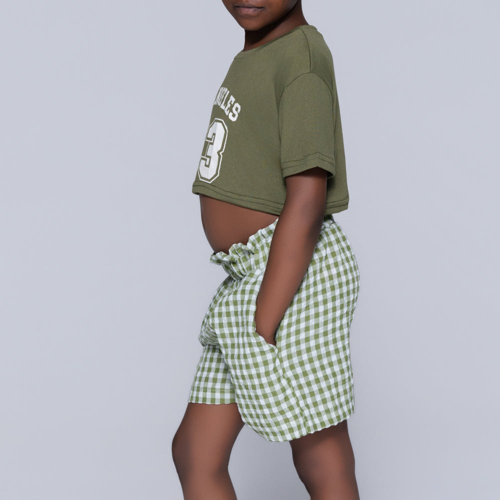 Chartreuse Girls Top And Shorts Set