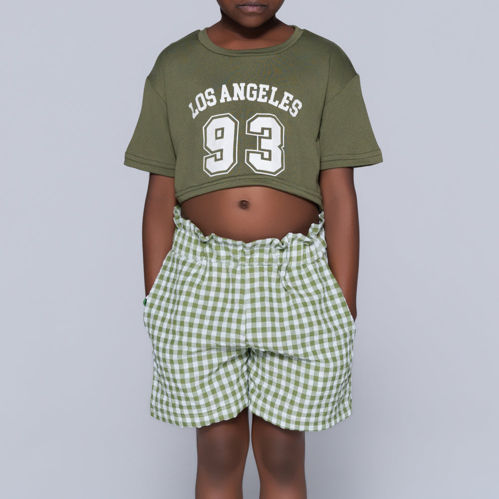 Chartreuse Girls Top And Shorts Set