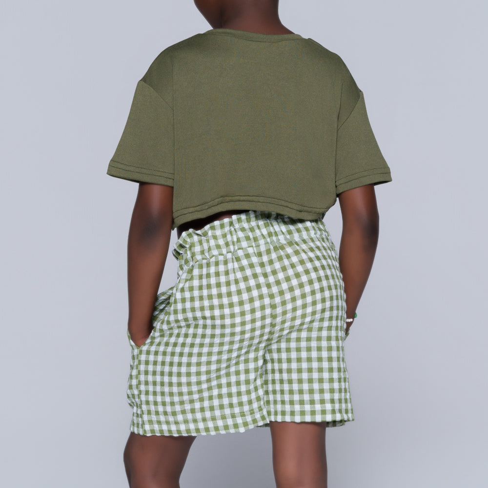 Chartreuse Girls Top And Shorts Set