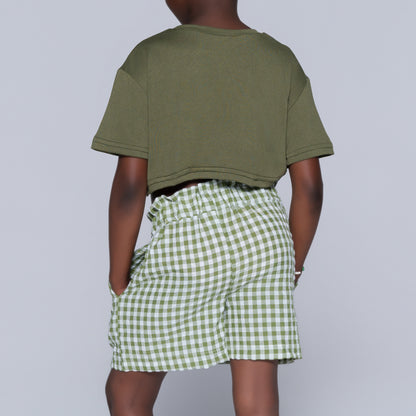 Chartreuse Girls Top And Shorts Set