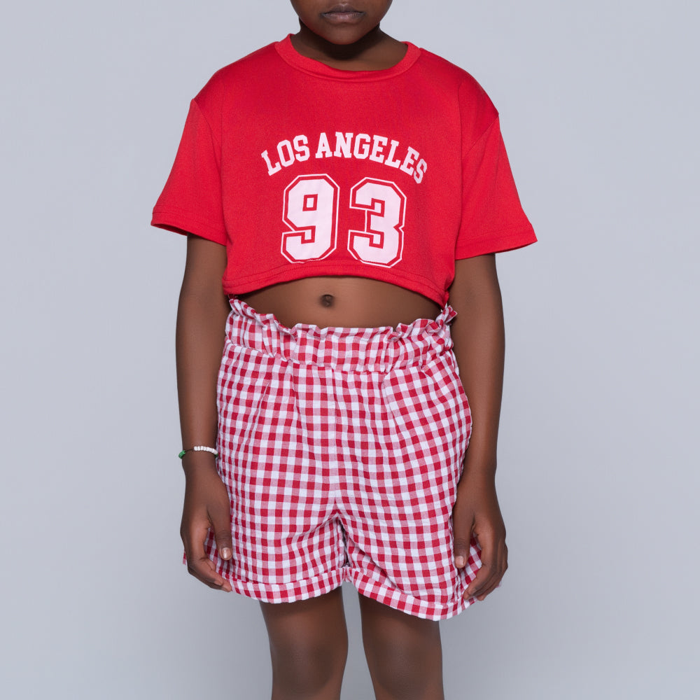 Red/White Girls Top And Shorts Set