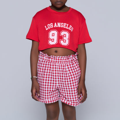 Red/White Girls Top And Shorts Set