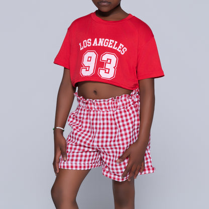 Red/White Girls Top And Shorts Set