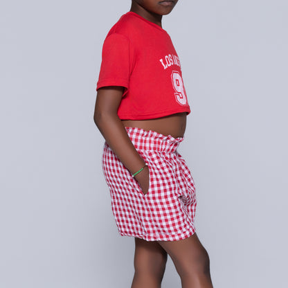 Red/White Girls Top And Shorts Set