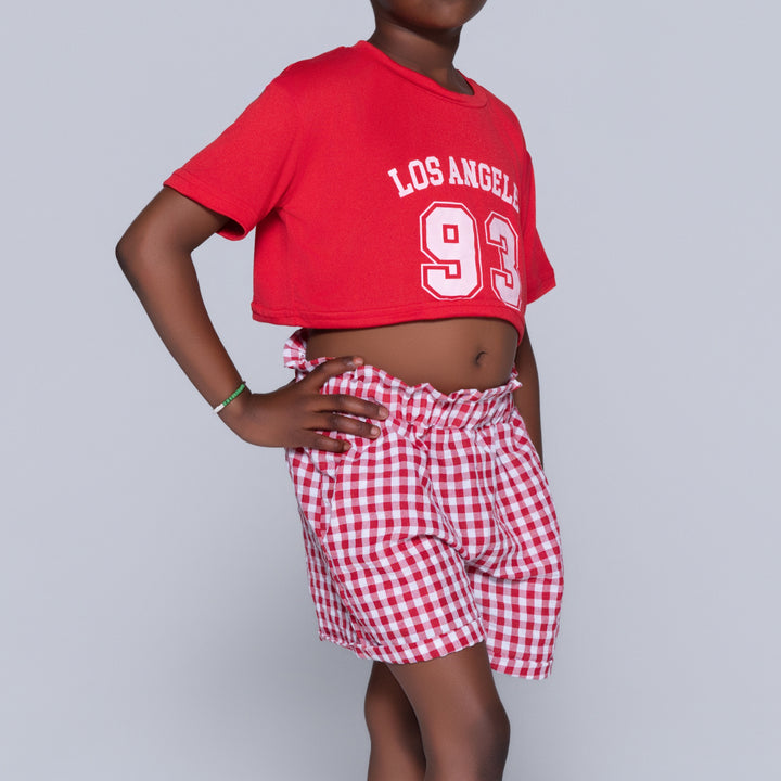 Red/White Girls Top And Shorts Set