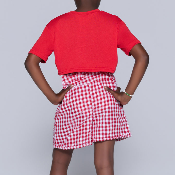 Red/White Girls Top And Shorts Set