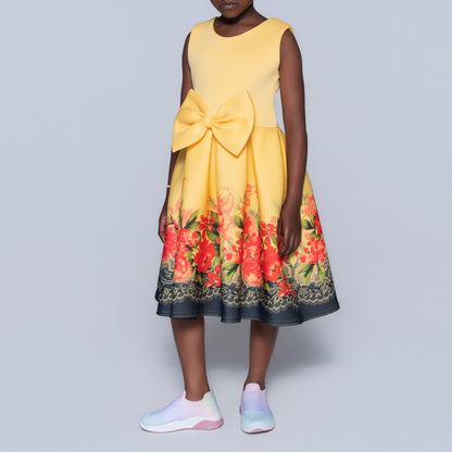 Girls Printed Lemon Scuba Dress