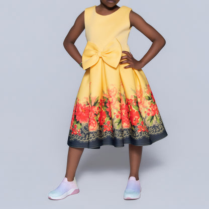 Girls Printed Lemon Scuba Dress