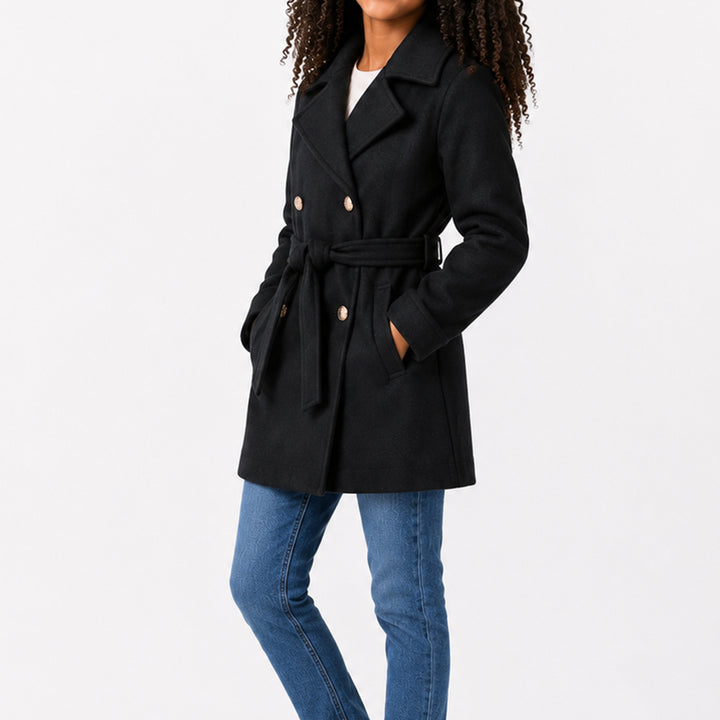 Girls Black Melton Jacket