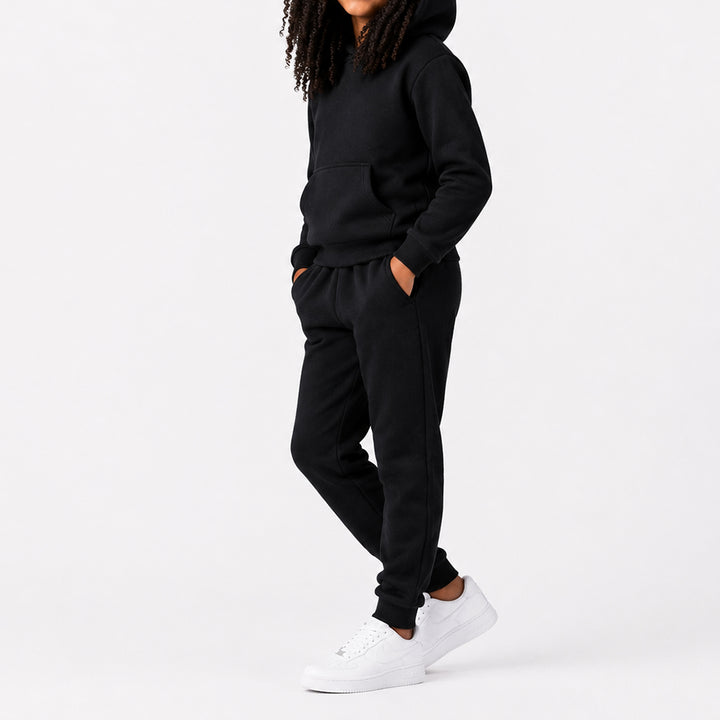 Girls Black Polar Fleece Tracksuit