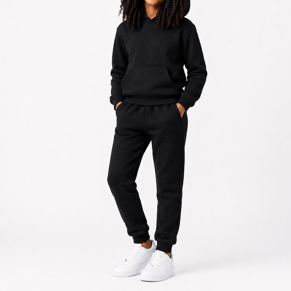 Girls Black Polar Fleece Tracksuit