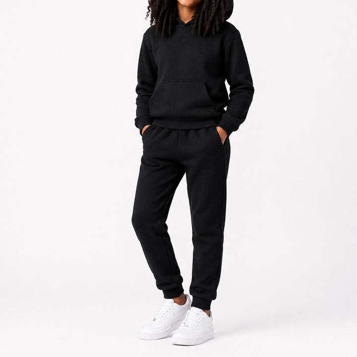 Girls Black Polar Fleece Tracksuit