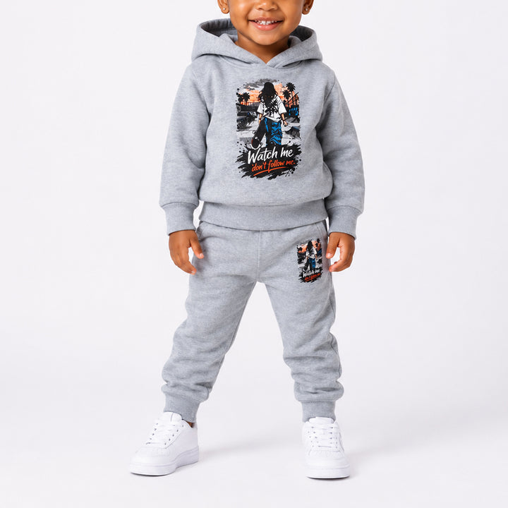 Girls Grey Printed Tracksuit Set