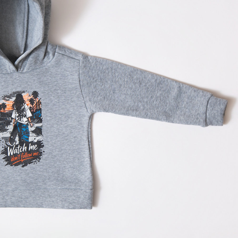 Girls Grey Printed Tracksuit Set