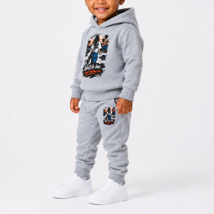 Girls Grey Printed Tracksuit Set