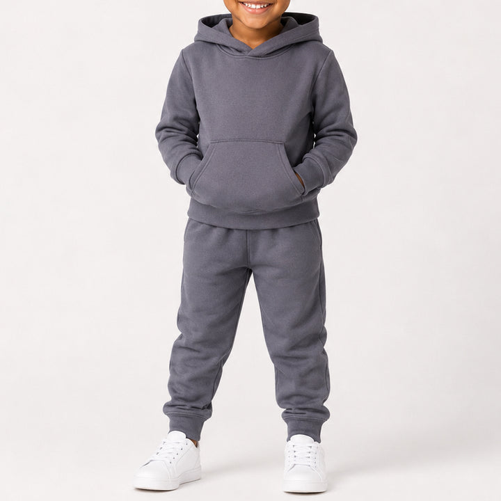 Girls Charcoal Hooded Tracksuit Set