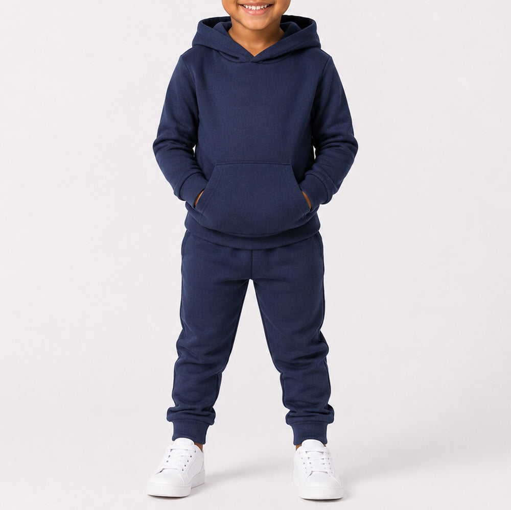 Girls Navy Hooded Tracksuit Set