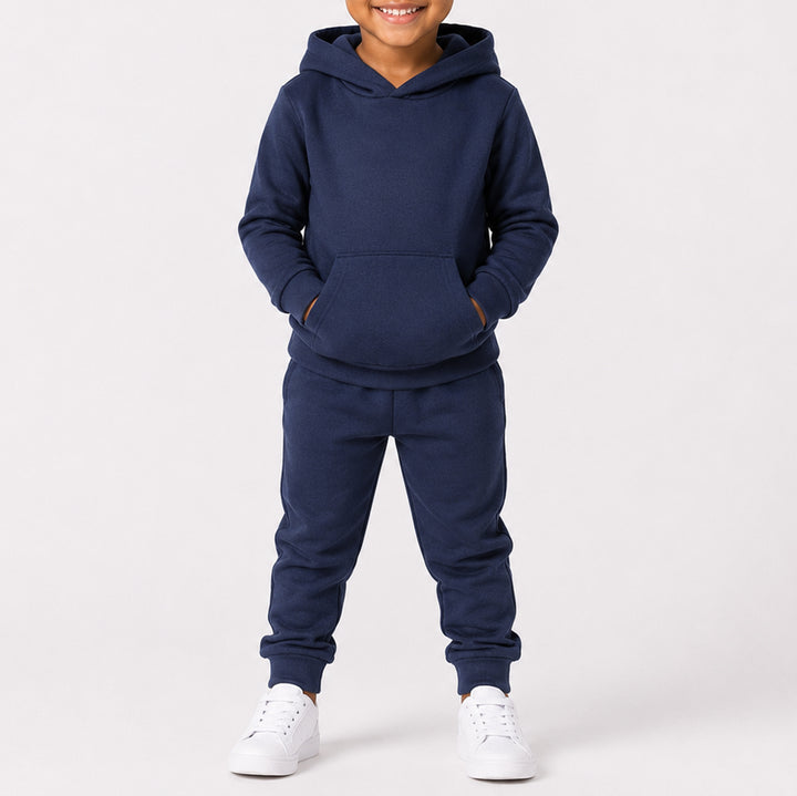 Girls Navy Hooded Tracksuit Set