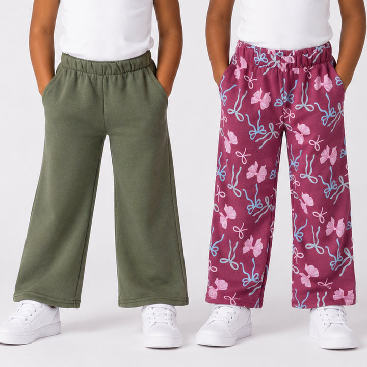 Girls Twin Pack Wide Leg Joggers