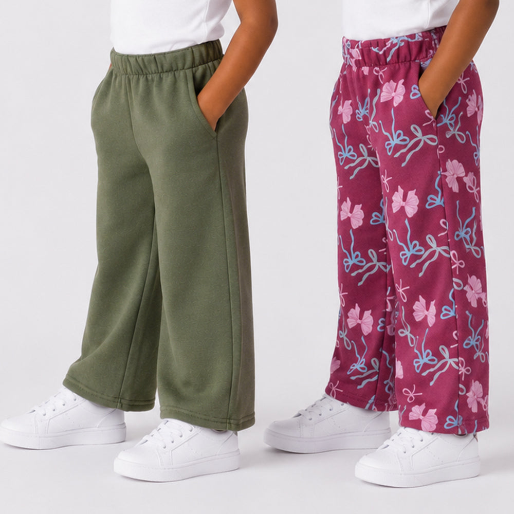 Girls Twin Pack Wide Leg Joggers