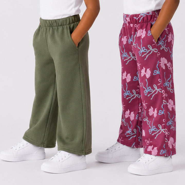 Girls Twin Pack Wide Leg Joggers
