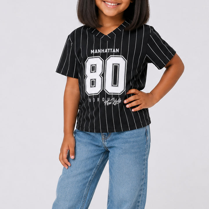 Black/White Girls Baseball Tee