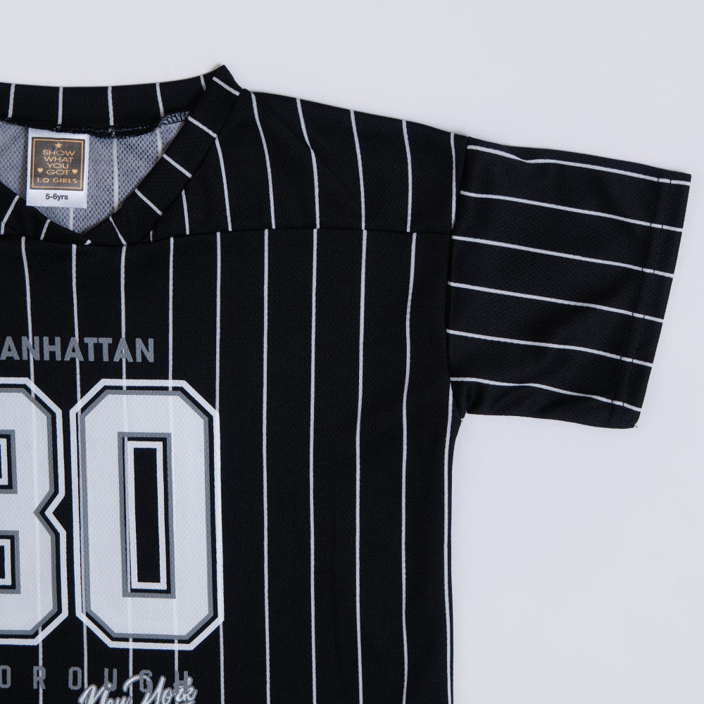 Black/White Girls Baseball Tee