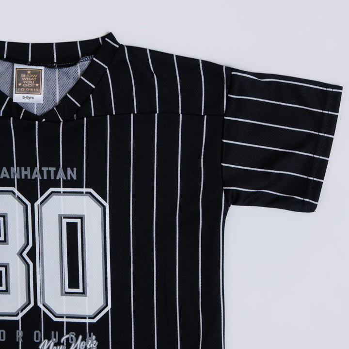 Black/White Girls Baseball Tee