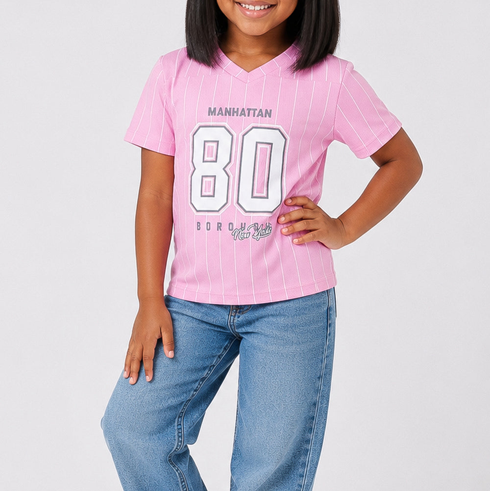 Pink/White Girls Baseball Tee