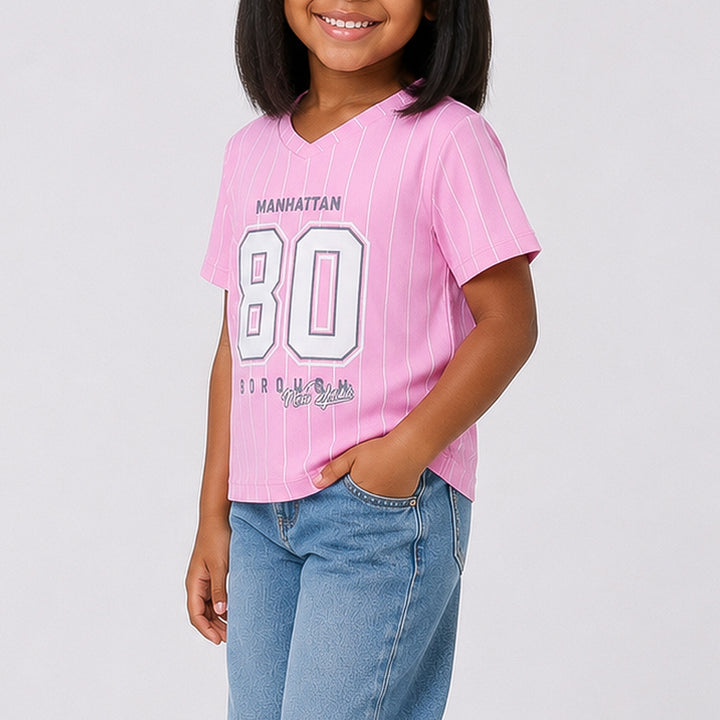 Pink/White Girls Baseball Tee