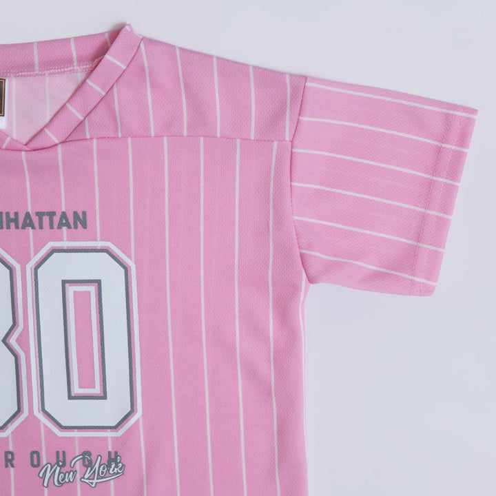 Pink/White Girls Baseball Tee