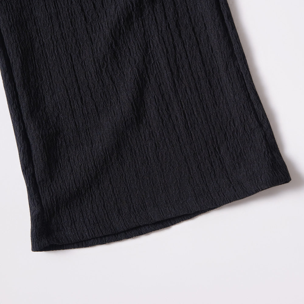 Girls Black Crinkle Knit Pants