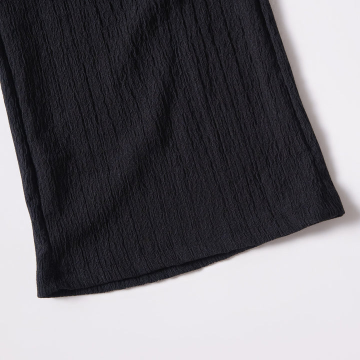 Girls Black Crinkle Knit Pants