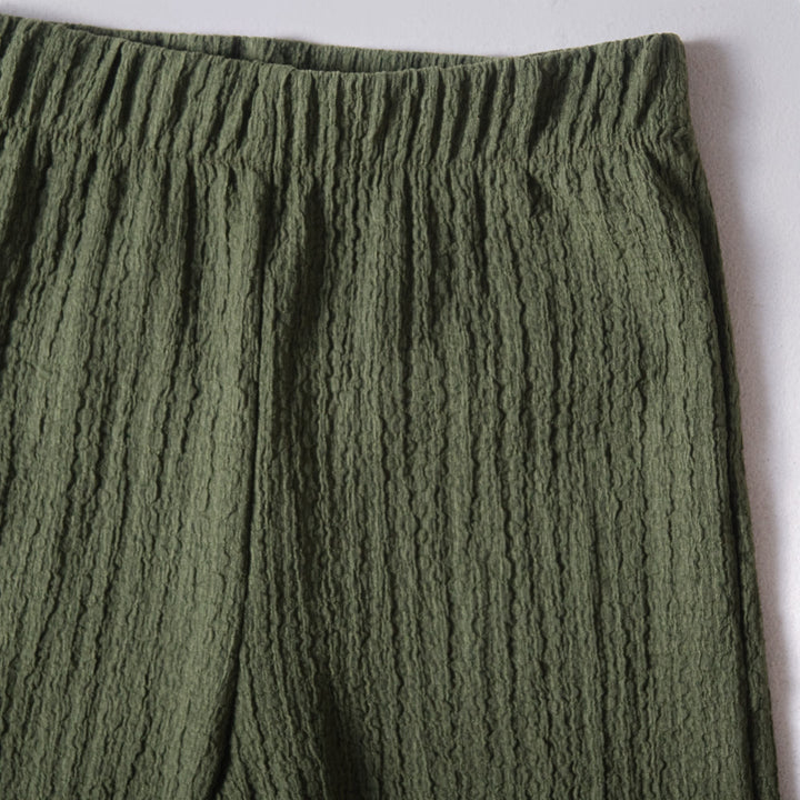 Girls Olive Crinkle Knit Pants